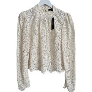 White House Black Market Embellished Lace Top Size 10